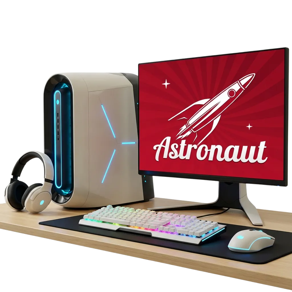 1win India Astronaut demo game interface showing the Green Man climbing in space