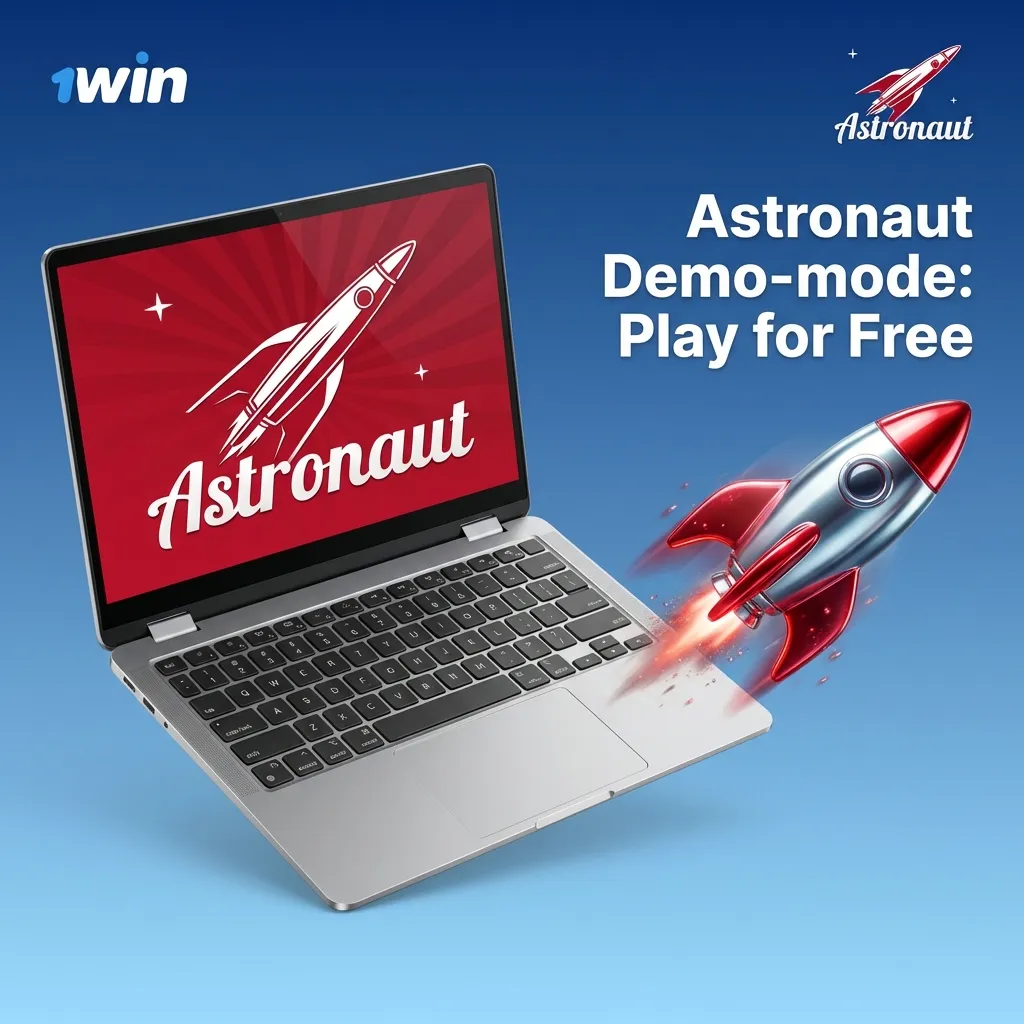 1win in India Astronaut demo mode interface allowing players to test the game for free with virtual credits