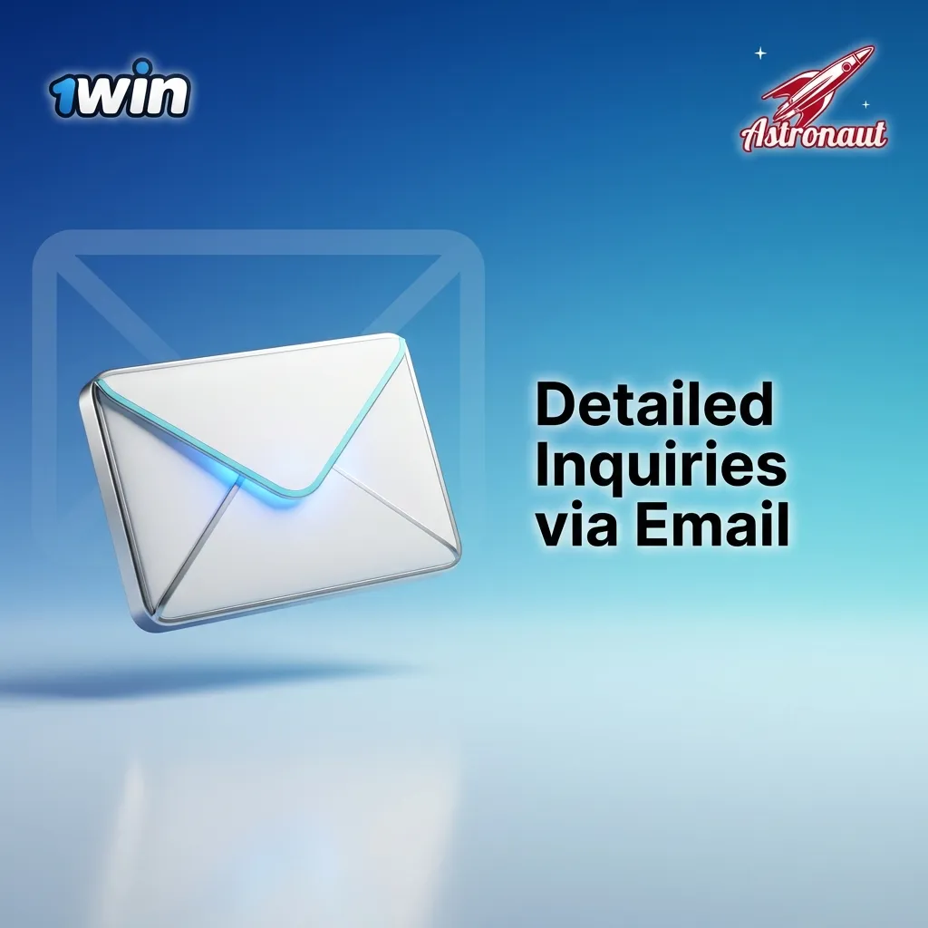 Email support illustration for sending detailed inquiries to Astronaut 1win in India
