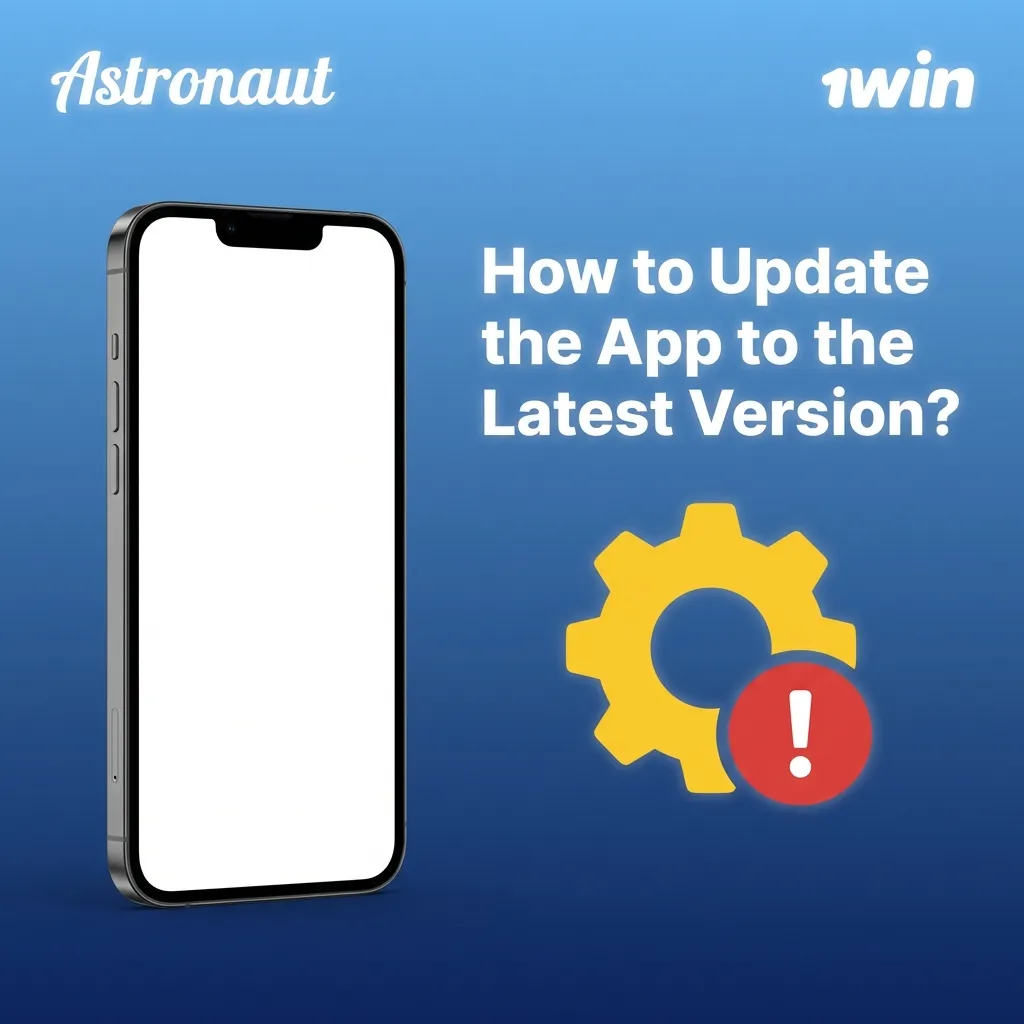 Smartphone screen showing a notification to download the latest app update — Astronaut 1win in India
