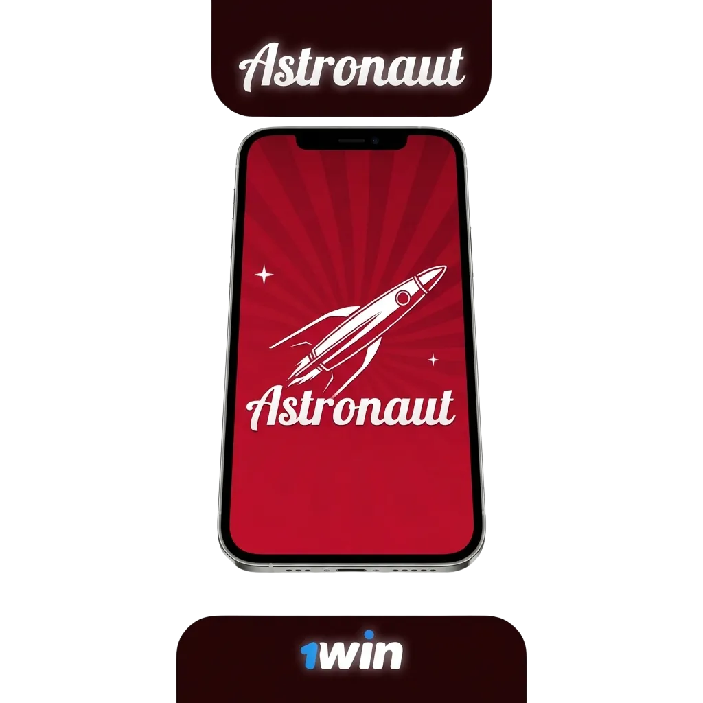 1win in India Astronaut game interface on a smartphone, available for Android and iOS download